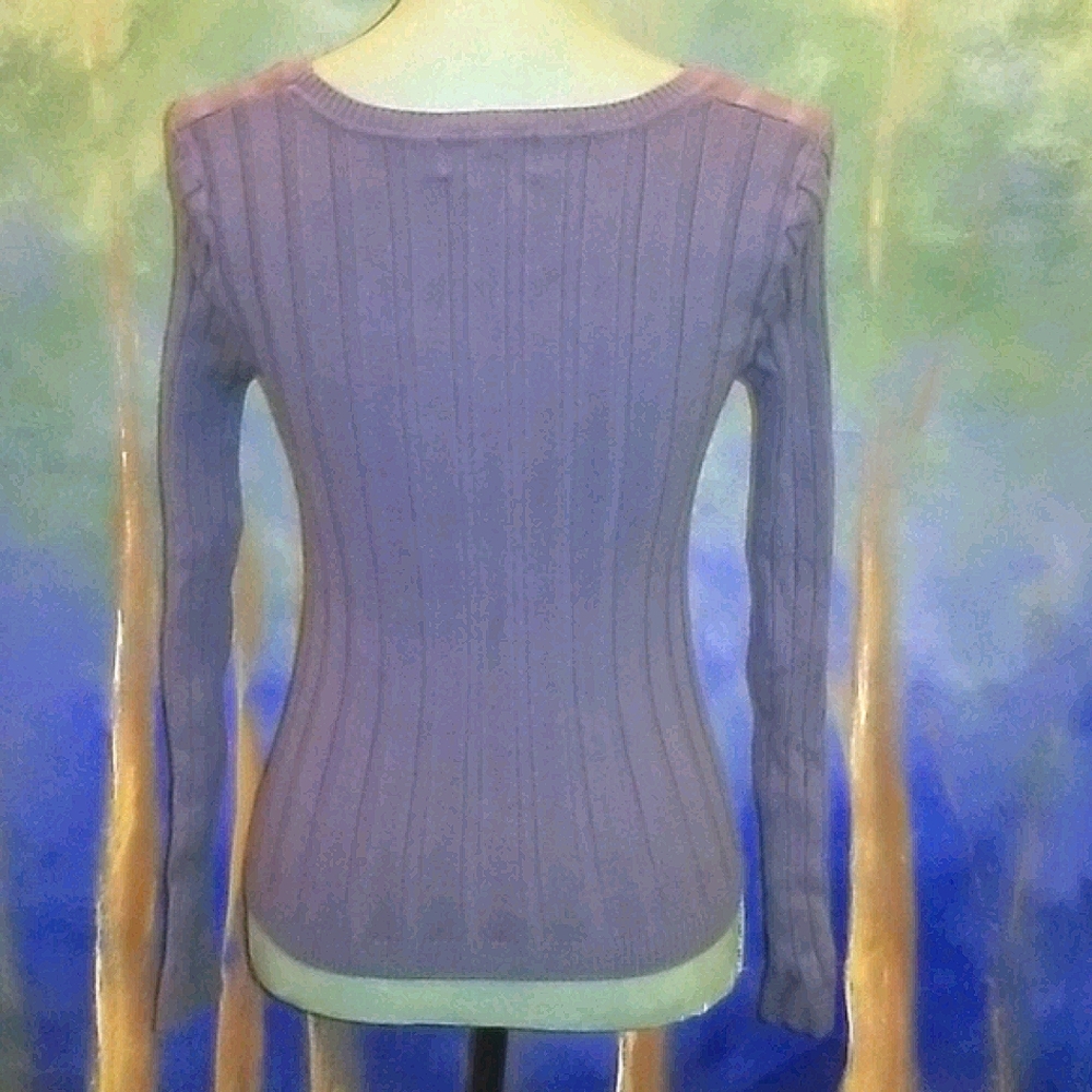 EUCMed grey cotton/ramie blend SEXY V-neck sweater - Picture 4 of 7